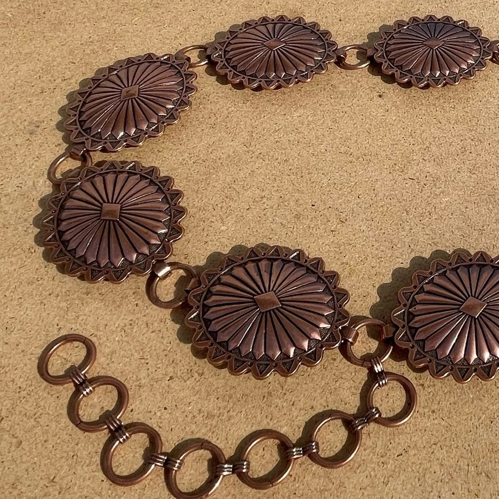Western Concho Copper-tone Western Boho Statement Chain Concho Belt